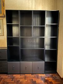 Libreria nera in legno 3 ante 180 x 43 x 225 h