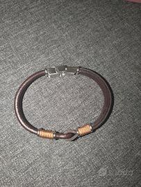 Braccialetto Uomo Pelle Marrone E Acciaio Medusa