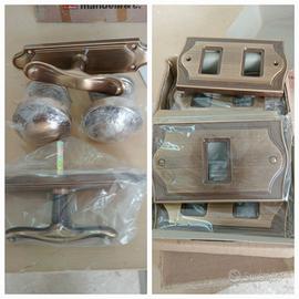 2 MANIGLIE PIU DUE POMELLI 20 PIASTRINE OTTONATE