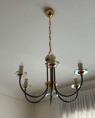 Lampadario classico in metalli e cristallo a 5luci