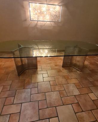 Tavolo cristallo 300×120 +8 sedie - design moderno