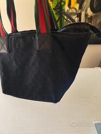 Borsa in tessuto con manici, nera Gucci