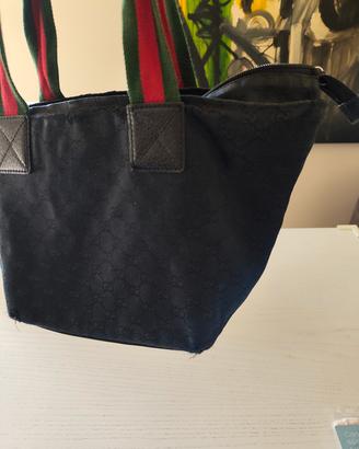 Borsa in tessuto con manici, nera Gucci