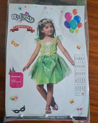custome da bambina 7-9 anni fatina nel bosco