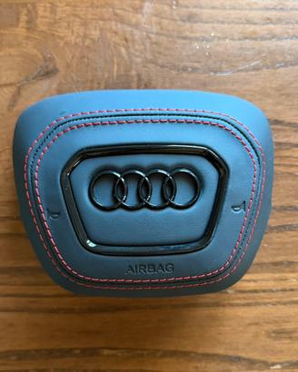 Cover airbag Audi Q3 in pelle nera, cuciture rosse