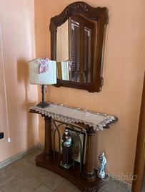 Consolle in legno con specchio