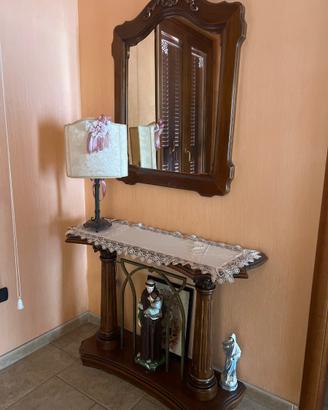 Consolle in legno con specchio