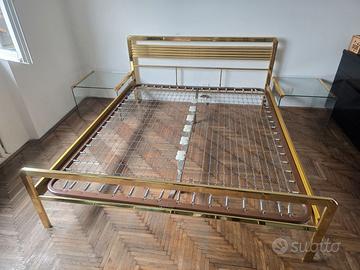 Letto Matrimoniale Vintage in Ottone + 2 Comodini