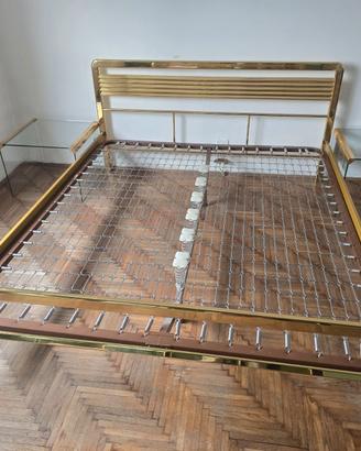 Letto Matrimoniale Vintage in Ottone + 2 Comodini