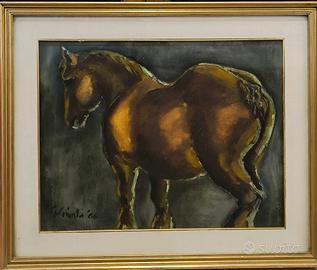 G.Giunta, Dipinto equestre, Olio su tela