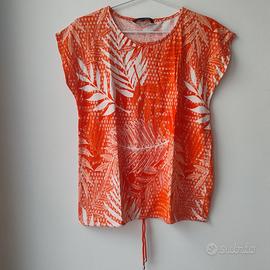 T-shirt donna Love Tees  S/M Arancione con bianco