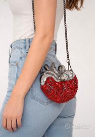 Borsa cuore perline fatta a mano