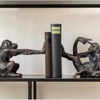 Coppia ferma-libri decorativi a forma di scimmia