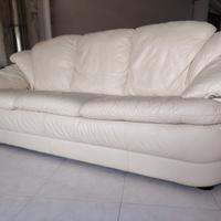 Divano in pelle 3 posti bianco panna 