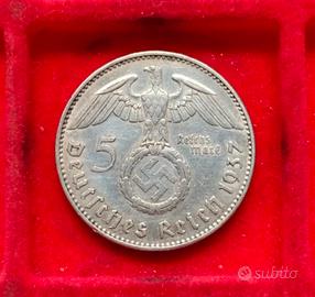 Germania moneta argento 5 Reichmark 1937 (J).