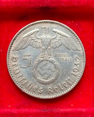 Germania moneta argento 5 Reichmark 1937 (J).