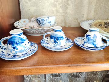 Set 3 tazzine caffè Delft Blue originali - Dipinte