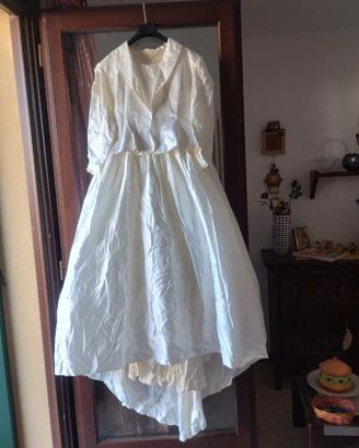 Abito da sposa con coda, puro raso, taglia 44