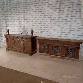 Credenza a doppio corpo Neorinascimento primi 900