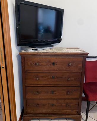 Cassettiera in legno massello con 4 cassetti