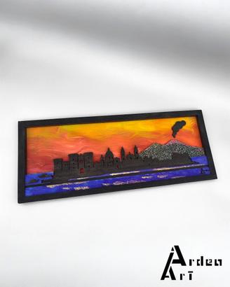 Skyline Napoli in  legno 5 layers - dipinto a mano
