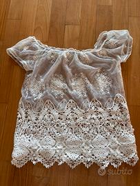 Top Pizzo Sangallo Bianco Country Chic Coquette
