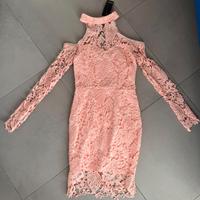 Abito rosa pizzo ricamato Nasty Gal S nuovo