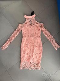 Abito rosa pizzo ricamato Nasty Gal S nuovo