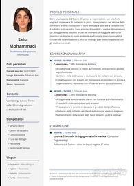 Cameriera, barista,lavapiatti,cucina