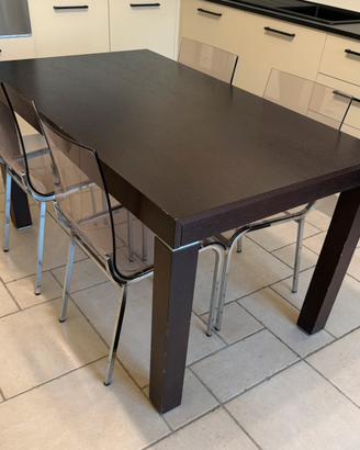 Set tavolo allungabile Gatto + 4 sedie trasparenti