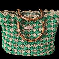 Borsa crochet verde beige