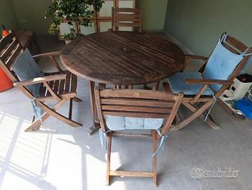 Tavolo con sedie arredamento giardino legno teak