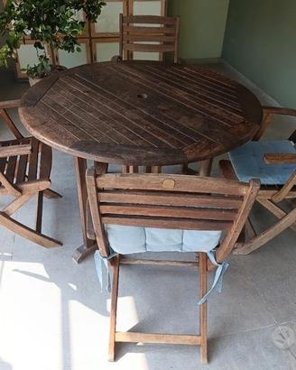 Tavolo con sedie arredamento giardino legno teak
