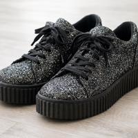 ✨ SNEAKERS GLITTER PLATFORM NERE