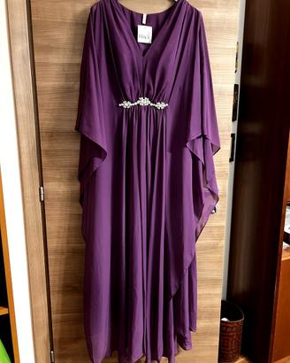 Abito Cerimonia Viola Hope Caftano Gioiello NUOVO