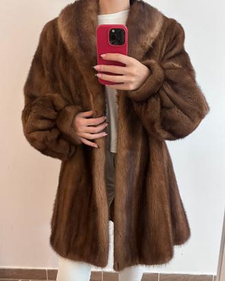 Pelliccia vera visone marrone vintage