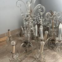 Lampadari vintage in vetro e metallo da restaurare