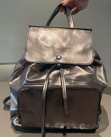 borsa zaino grigio metallizzato 