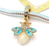 Charm argento 925 lucciola dorata fluorescente