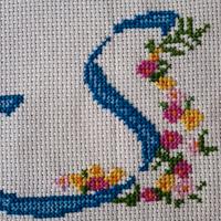 Lettera alfabeto S ricamata a mano punto croce