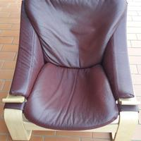 Poltrona relax in legno e pelle