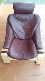 Poltrona relax in legno e pelle