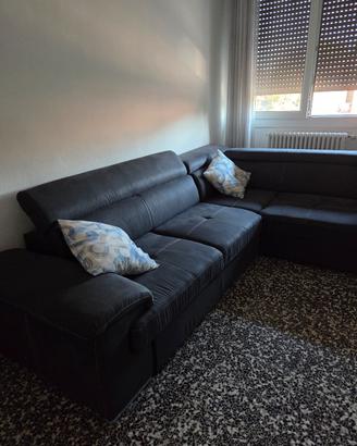 Divano Angolare Grigio con Letto Estraibile 