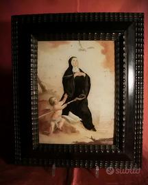OLIO SU VETRO “ SANTA SCOLASTICA ” 1700 -SEC.XVIII