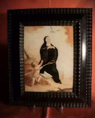 OLIO SU VETRO “ SANTA SCOLASTICA ” 1700 -SEC.XVIII
