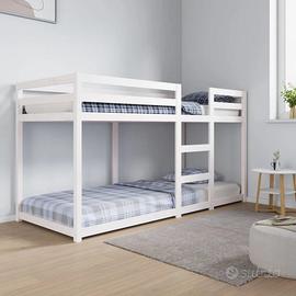 letto a castello bianco in legno 