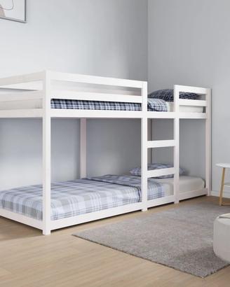 letto a castello bianco in legno 