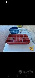 gabbia per conigli con beveraggio e restrelliera 