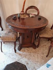 Tavolo da gioco poker antico rotondo noce 