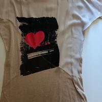 Tunica beige XL leggera cuore rosso